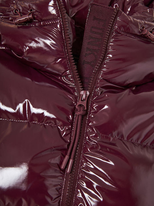 Jachetă de femei Fără mâneci Puffer Burgundy