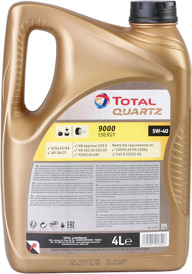 Total Quartz Energy 9000 Autopflegeöl 5W-40 4Es