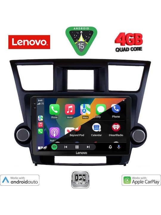 Lenovo Car Audio System for Toyota Highlander 2008-2015 (Bluetooth/USB/AUX/WiFi/GPS/Apple-Carplay/Android-Auto) with Touch Screen 9"