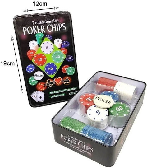 Set 100 Fise de Poker in Cutie metalică