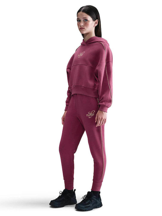 Fleece Επένδυση Παιδικό Φούτερ Cropped με Κουκούλα Red Nsw Club