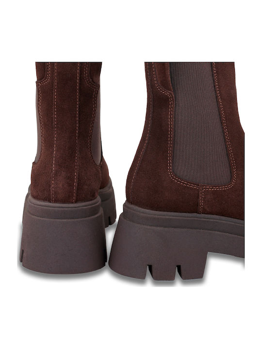 Wildleder Stiefeletten Damen Braun