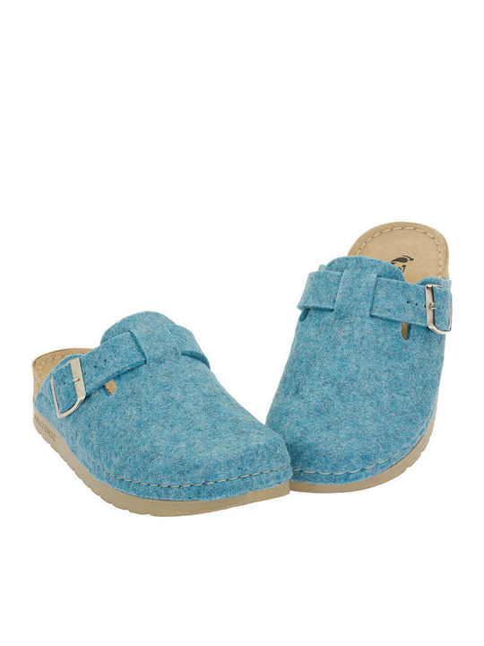 Anatomical Woolen Women's Slippers Light Blue
