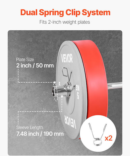 Vevor Ίσια Μπάρα Μήκους 120cm χωρίς Κολάρα