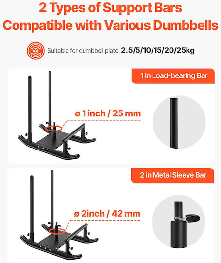 Vevor Steel Weight Sled Power Sled Strength Training Sleds Speed Improvement Athletic Exercise Crossfit Equipment Gym Equipment Handle Compatible with Weight Plates 25/51 mm Black