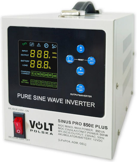 Volt Polska 3SPM08012M Pure Sine Wave Inverter Power 500W with Nominal Input Voltage 12V Single Phase