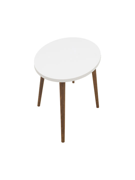 Oval Central Coffee Table Barton Wooden White - Brown W91xL45xH40cm