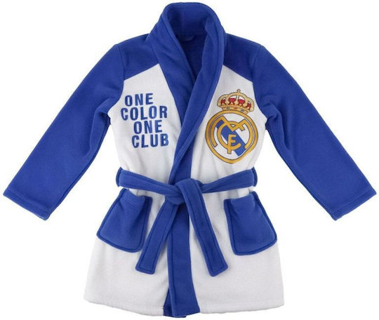 Real Madrid Kids Hooded Bathrobe Blue