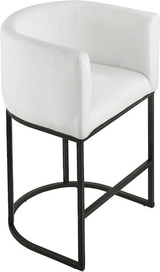 Табуретка Бар с гръбнак Метално Бял 3бр 22.24x20.28x34.25бр