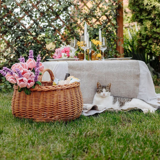 Creative Decorative Basket Wicker with Handles Brown 45x32x34cm