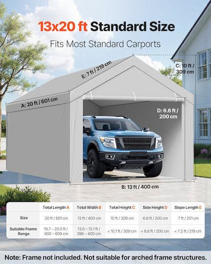 Vevor Portable Gray Awning Fabric with PU Coating 4x6m