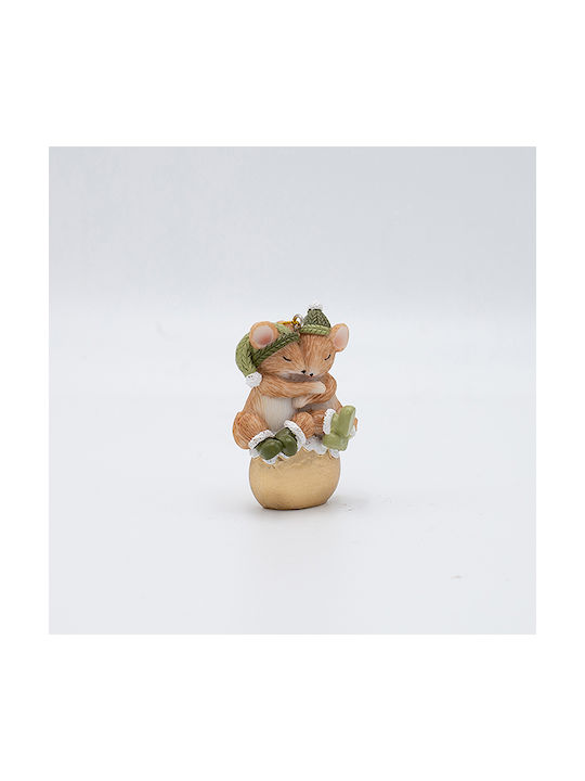 Set Weihnachtsbaumschmuck Mäuse aus Polyresin Braun 4x6.5cm 6Stücke