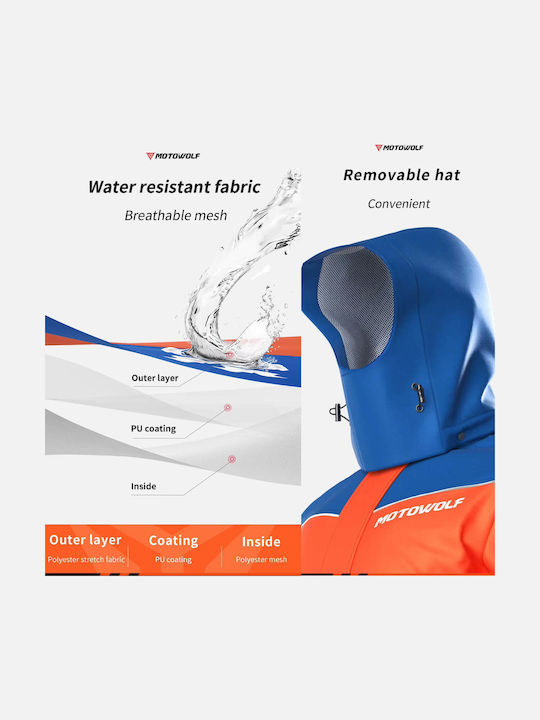 Motowolf MDL0403B Ανδρικό Αδιάβροχο Σετ Παντελόνι και Μπουφάν Μηχανής Μαύρο Χρώμα