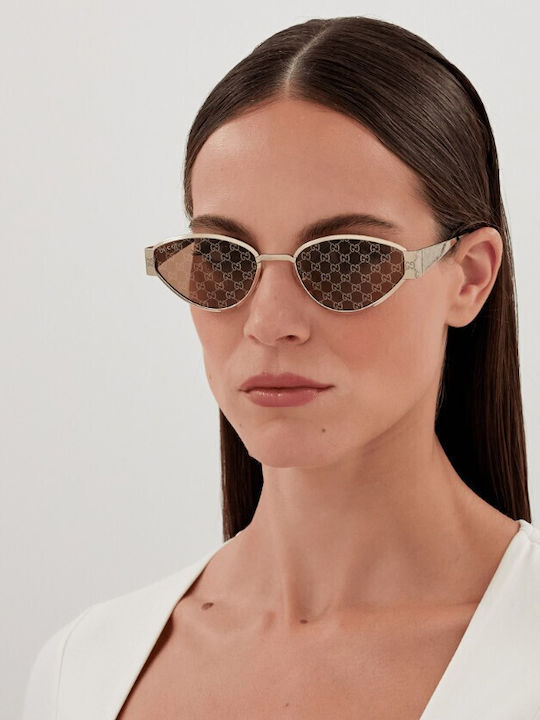 Gucci Γυαλιά Ηλίου Χρυσά με Μεταλλικό Σκελετό