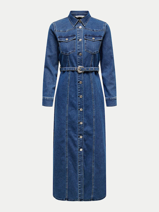 Life Rochie-cămașă Midi Denim Albastră