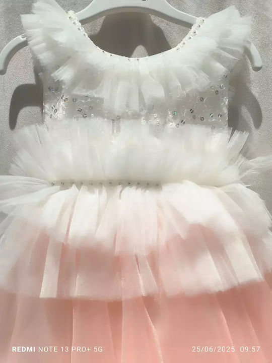 Kinderkleid Ärmellos Tüll Set aus Zubehör Rosa