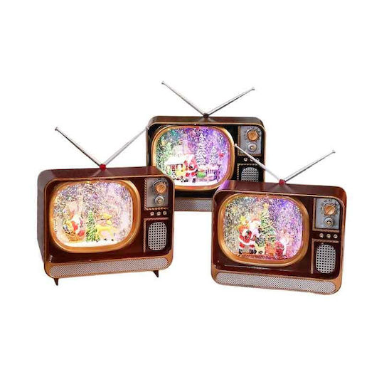 Felinar Iluminat de Crăciun Decorative TV cu Moș Crăciun pe Baterii 21x24cm