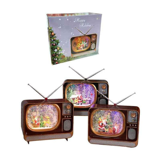 Felinar Iluminat de Crăciun Decorative TV cu Moș Crăciun pe Baterii 21x24cm