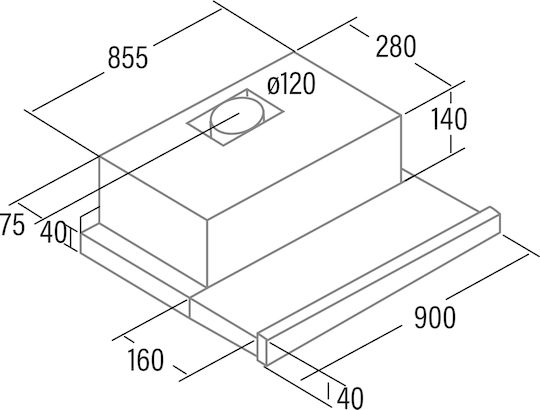 Cata Extender 900 Schiebbarer Dunstabzug 90cm Inox