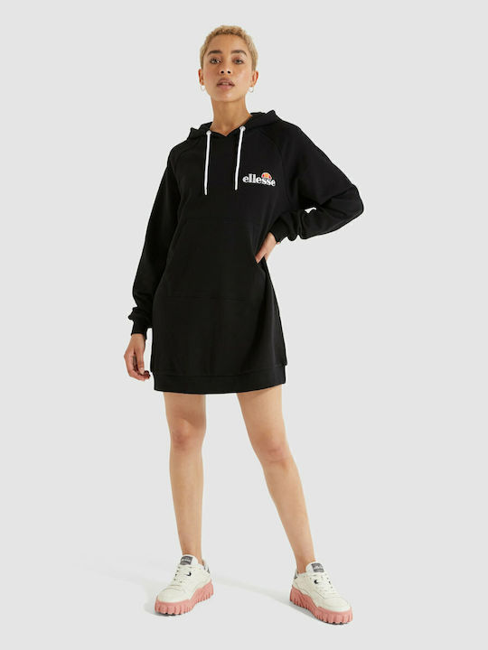 Mini Athletic Dress Long Sleeve with Hood Black
