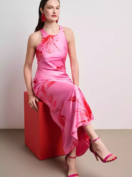 Summer Maxi Dress for Wedding / Christening Satin Pink