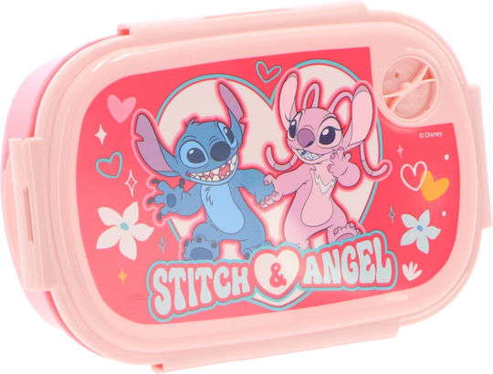 Disney Stitch Stitch Πλαστικό Παιδικό Σετ Φαγητού 0.8lt Ροζ