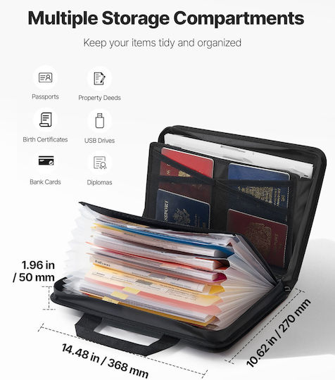 Vevor Fireproof & Waterproof Document Folder Temperature Resistance 1000°C Multilayer Dimensions 368 X 270 X 50 Mm Dsfhdcgkdcrq2zvk9001v0