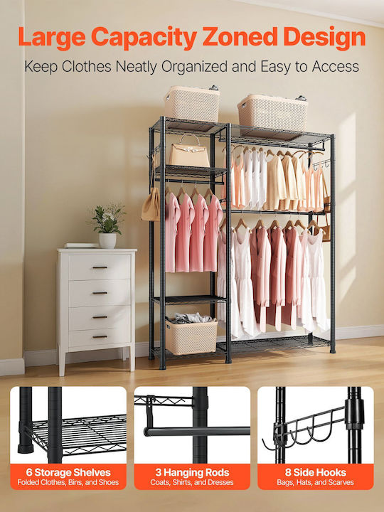 Vevor Floor Garment Rack made of Metal Black 114x42x194cm