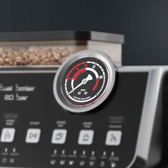 Rohnson Automatic Espresso Machine 2800W Pressure 20bar with Grinder Silver R-98200