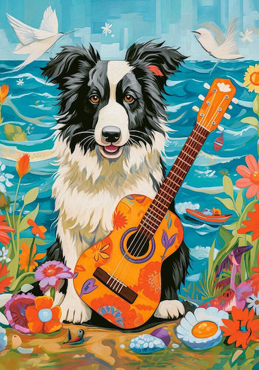 Collie, Guitar And The Sea Puzzle 2D 500 Pieces