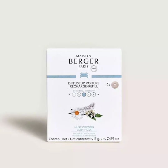 Maison Berger Paris Car Diffuser Refill Σετ 2 Κεραμικών Ανταλλακτικών Αρωματισμού Αυτοκινήτου Cozy Musk
