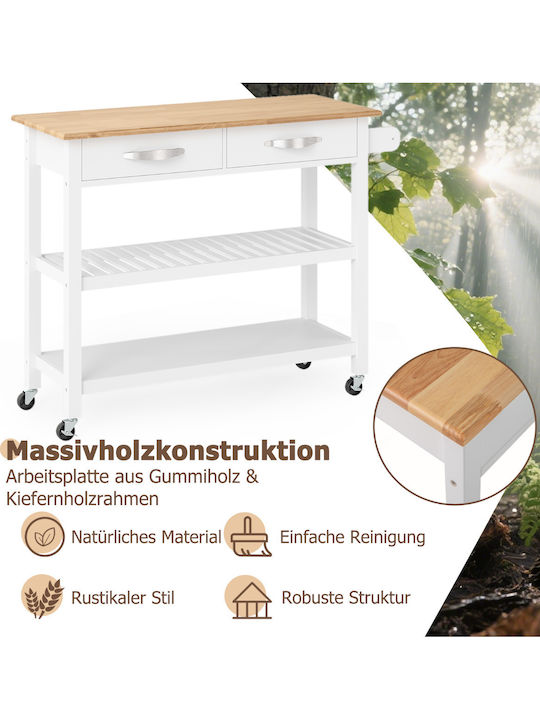 Costway Kitchen Trolley Wooden White