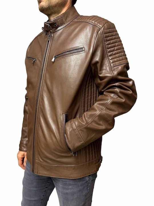 Leather Jacket Biker Brown