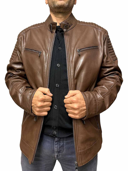 Leather Jacket Biker Brown