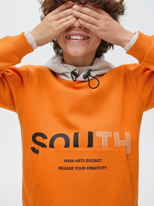 Kids Sweatshirt with Hood and Pockets Orange