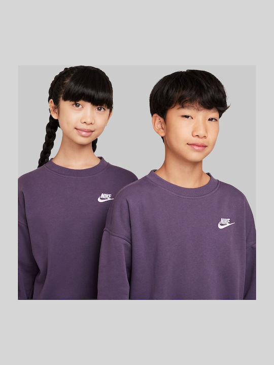 Fleece Παιδικό Φούτερ Μωβ Sportswear Club