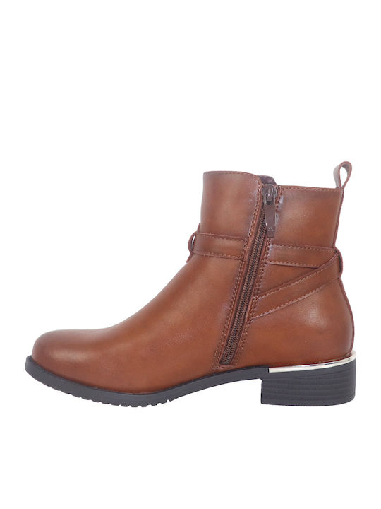 Leder Stiefeletten Damen Tabac Braun