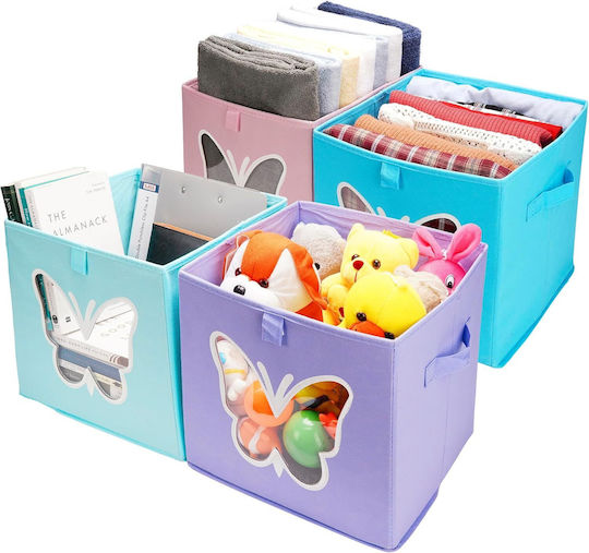 Belle Vous Children's Folding Storage Box made of Fabric Multicolour 30x30x30cm 4pcs