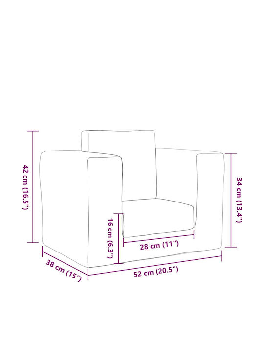 Kids Sofa Grey 52x104x34cm