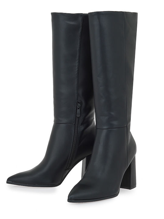 Synthetic Leather High Heel Women's Boots Black