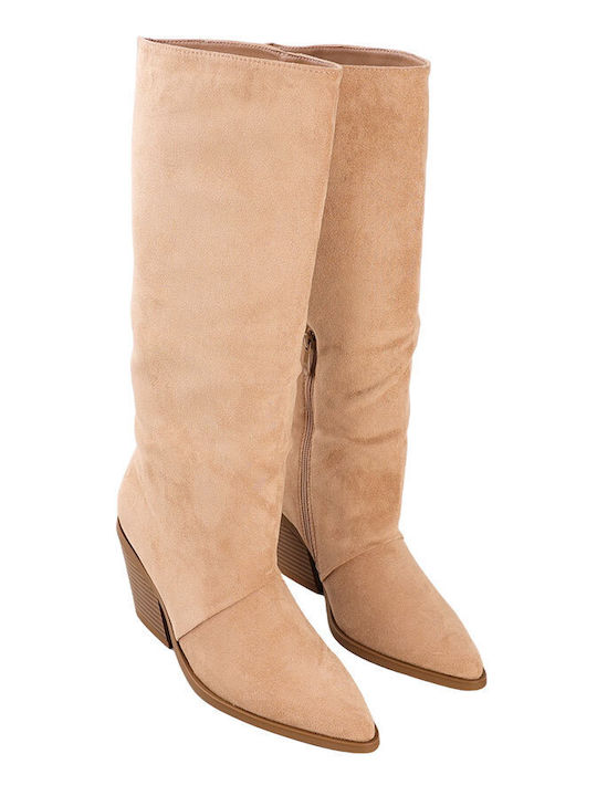 Suede Cowboy Boots Khaki