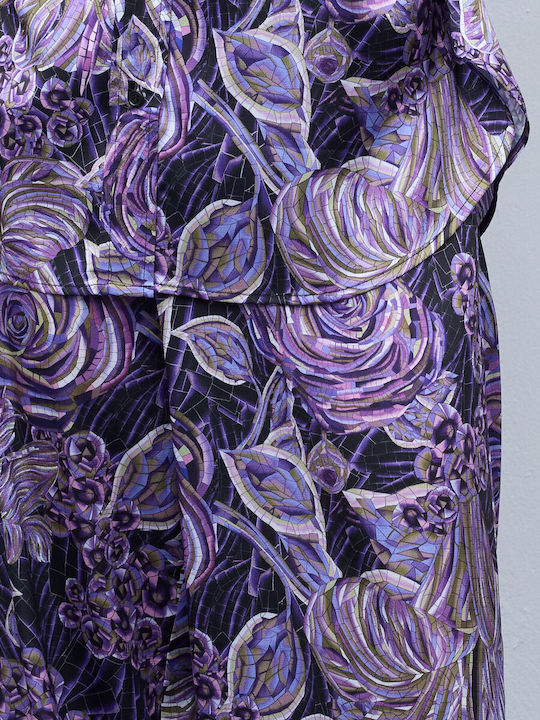 Femei Mauve Set cu Pantaloni Floral