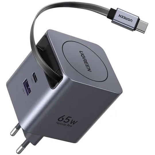 Ugreen Charger with USB-A Port and USB-C Port and Cable USB-C 65W Power Delivery Gray (X615)