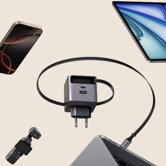 Ugreen Charger with USB-A Port and USB-C Port and Cable USB-C 45W Gray (X614)