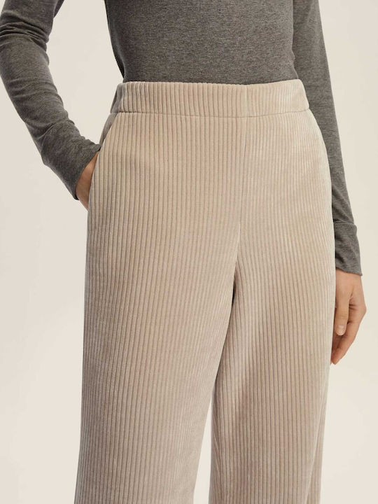 Foster Women's Fabric Trousers with Elastic Beige