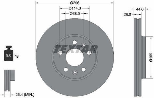 Front Brake Disc Right Left Textar Fiat Talento Nissan Nv300 Primastar Opel Vivaro B Renault Trafic Iii 1.6d 2.0d Electric