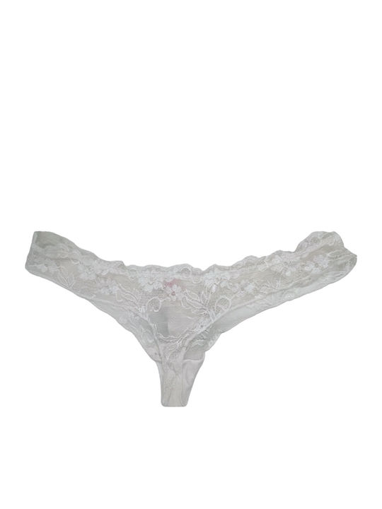 Γυναικείο String με Δαντέλα Άσπρο