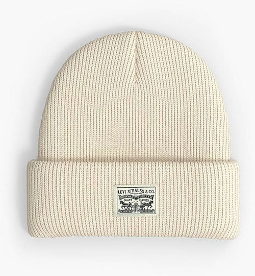 Beanie Unisex Σκούφος Πλεκτός σε Εκρού χρώμα