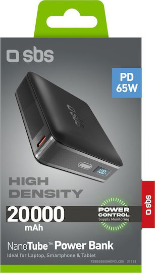 SBS Power Bank 20000mAh 65W Μαύρο