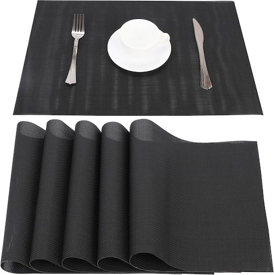 Belle Vous Plastic Placemats Black 44.5x30cm 6pcs